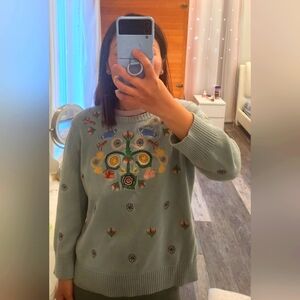 Green Brooks Brothers Embroidery Sweater Women L